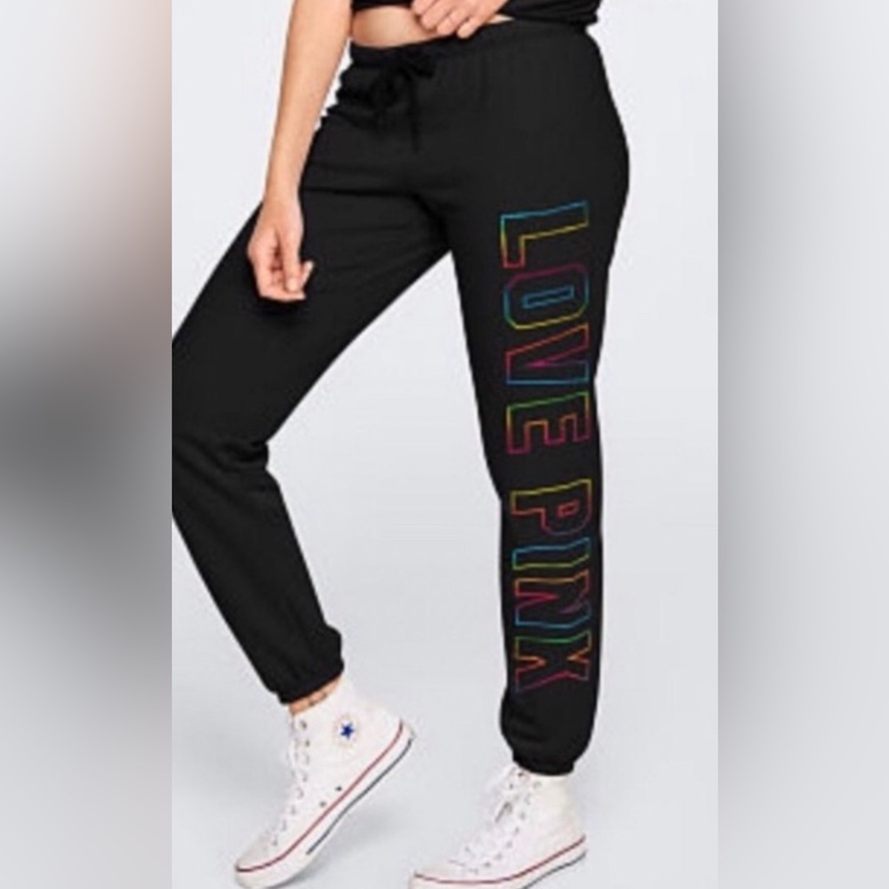 Vs pink rhtf rainbow 🌈 foil sweatpants size medium